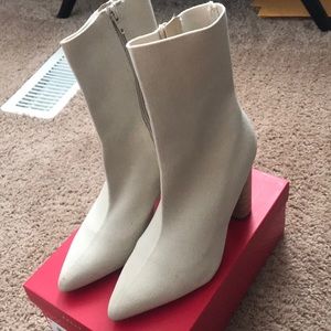 Block heel sock booties